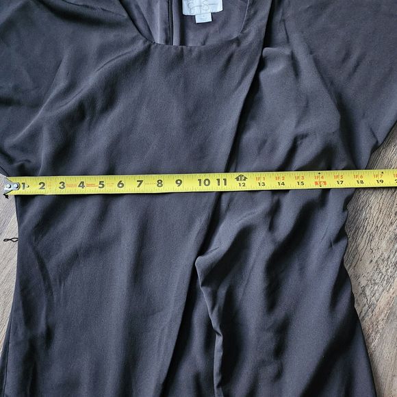 NWT Jessica Simpson Black Dress Overlay Detail Split Shoulder Sleeve Sz 4. - Picture 6 of 9